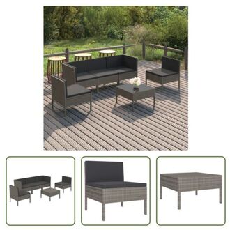 vidaXL Loungeset Modern Grijs PE-rattan - 6-delige tuinmeubelset