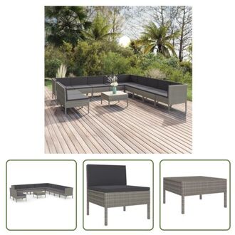 vidaXL Loungeset Modulair - 60 x 60 x 35 cm - Grijs - PE-rattan