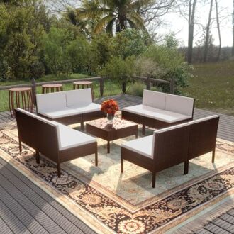 vidaXL loungeset modulair bruin 57x69x69cm - PE-rattan/staal/100% polyester