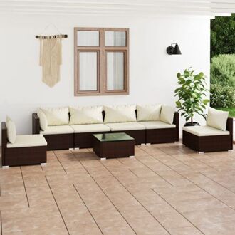 vidaXL loungeset - Modulair bruin PE-rattan - Stevig frame - Hoogwaardig materiaal - 4x middenbank - 2x