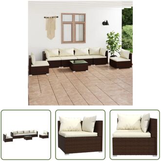 vidaXL loungeset - Modulair bruin PE-rattan - Stevig frame - Hoogwaardig materiaal - 4x middenbank - 2x