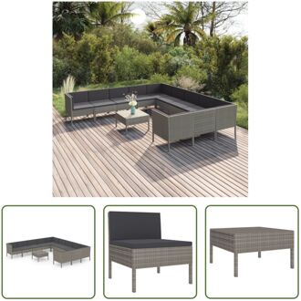 vidaXL Loungeset Modulair - Grijs - Tafel 60x60x35cm - Middenbank 57x69x69cm - Hoekbank 69x69x69cm