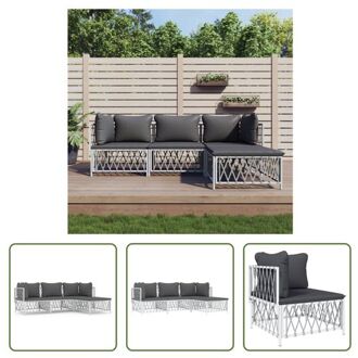 vidaXL Loungeset Modulair - Tuinhoekbank - Tuinmiddenbank - Tuinvoetenbank - 72 x 72 x 66 cm - Geweven stof Wit