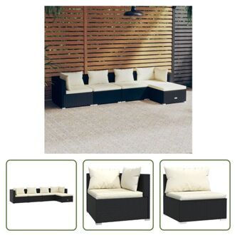 vidaXL Loungeset Modulaire s - Tuinmeubelen - 70 x 70 x 60.5 cm - Stof kussens 100% polyester Zwart