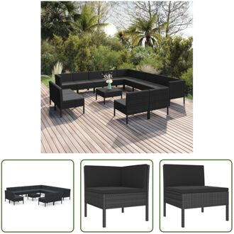 vidaXL Loungeset Modulaire Tuinmeubelset - 60 x 60 x 35 cm - Zwart