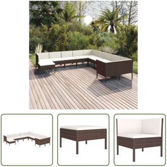 vidaXL Loungeset Modulaire Tuinmeubelset - Bruin - PE-rattan - Gepoedercoat staal - Afmetingen- 57x69x69cm