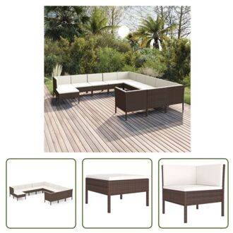 vidaXL Loungeset - Modulaire tuinmeubelset - Bruin - PE-rattan - Gepoedercoat staal - Incl - kussens