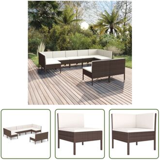 vidaXL Loungeset Modulaire Tuinmeubelset - Bruin - PE-rattan - Stalen frame - 57x69x69cm - Creëer je ideale