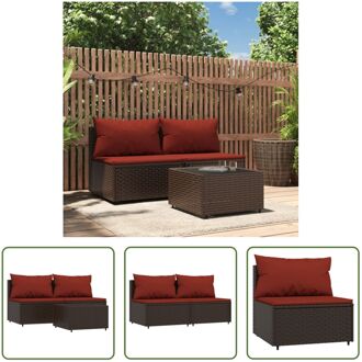 vidaXL Loungeset modular - bruin - 63x63x57.5cm - PE-rattan