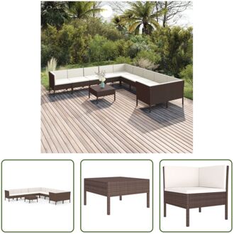 vidaXL Loungeset Modular - Bruin - PE-rattan - 57x69x69 cm - Inclusief kussens