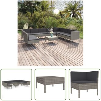 vidaXL Loungeset Modular - Grijs - PE-rattan - Gepoedercoat staal - 60x60x35 cm - 57x69x69 cm - 69x69x69 cm