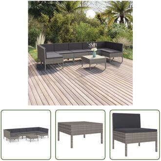 vidaXL Loungeset Modular - Grijs - PE-Rattan - Gepoedercoat stalen frame - Incl - kussens