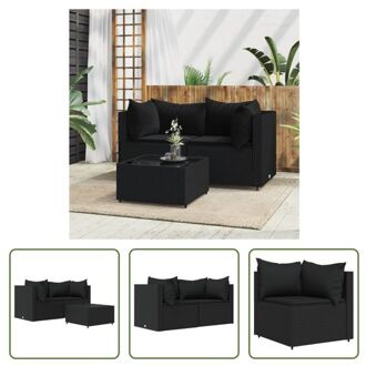 vidaXL Loungeset Modular - Hoekbank - Zwart - 63x63x57.5cm - Weerbestendig - Gehard glas - Comfortabele