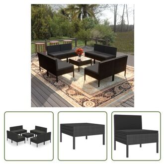 vidaXL Loungeset Modular - PE-rattan - zwart - 57x69x69 cm - inclusief kussens - The Living Store