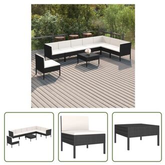 vidaXL Loungeset Modular - PE-rattan - Zwart - 60x60x35 cm - inclusief kussens