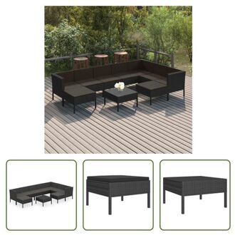 vidaXL Loungeset Mystic Black - Tuinmeubelen - 60x60x35 cm - PE-rattan Zwart