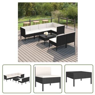 vidaXL Loungeset naam - Tuinmeubelen - 57x69x69 cm - Zwart PE-rattan - Gepoedercoat staal - Stof