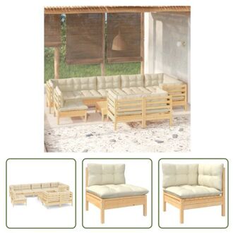 vidaXL Loungeset Out - Crème - Grenenhout - 63.5x63.5x62.5cm - Modulair