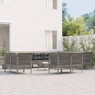 vidaXL Loungeset outdoor - grijs - poly rattan - modulair design - weerbestendig