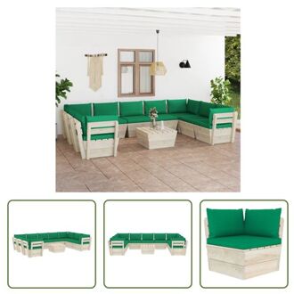 vidaXL Loungeset Pallet 10-delig - 60 x 60 cm - Groen