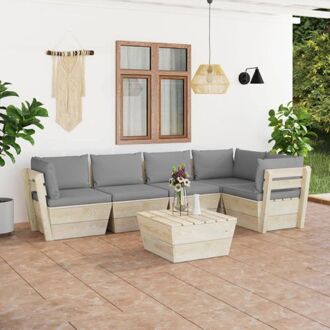 vidaXL Loungeset Pallet 6-delig - 60x60x65 cm - Grijs