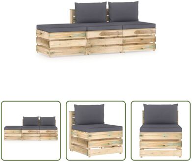 vidaXL Loungeset Pallet - 60x70x66 cm - Grenenhout - Antraciet kussen Grijs