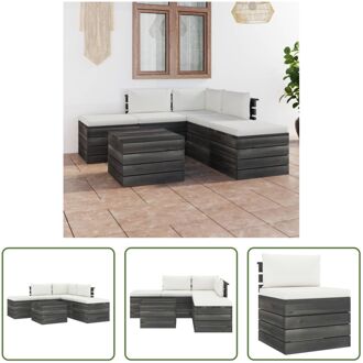 vidaXL Loungeset Pallet - Grenenhout - 4-delig - 60x60x71.5 cm - Crèmewit