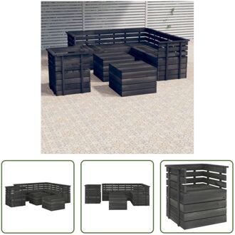 vidaXL loungeset Pallet - Grenenhout - Donkergrijs - Armstoel 70x65x71.5cm - Middenbank 60x65x71.5cm