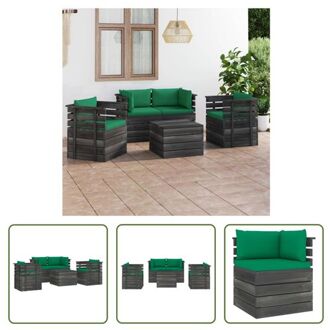 vidaXL Loungeset Pallet - Grenenhout - Modulair - Groen - 5-delig