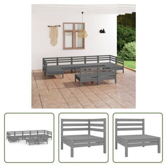 vidaXL Loungeset Pallet - Houten - Grijs - 63.5 x 63.5 x 62.5 cm