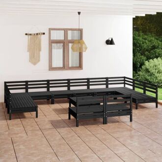 vidaXL Loungeset Pallets - 63.5 x 63.5 x 62.5 cm - zwart grenenhout
