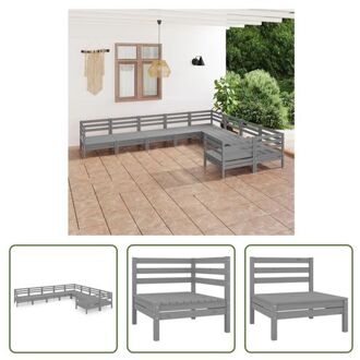 vidaXL Loungeset Pallets - Grijs - Massief grenenhout - 63.5 x 63.5 x 62.5 cm - Modulair