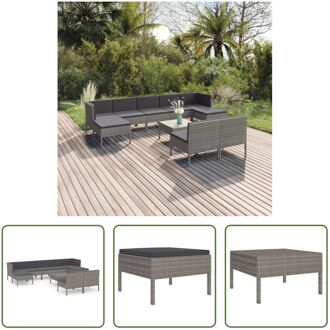 vidaXL Loungeset PE-rattan - 60x60x35 cm - Grijs - Met kussens