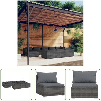 vidaXL Loungeset - PE-rattan - 70 x 70 x 60.5 cm - Grijs - Stof