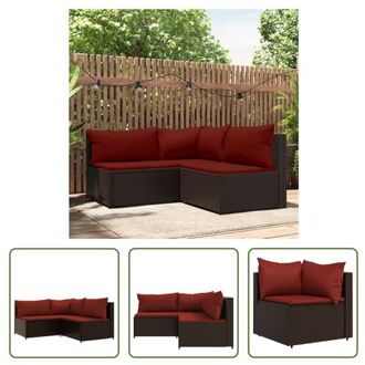 vidaXL Loungeset - PE-rattan - Bruin - 63 x 63 x 57.5 cm - Inclusief kussens