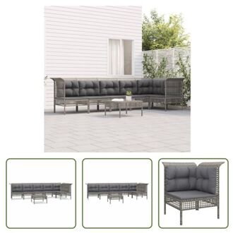 vidaXL Loungeset - PE-rattan - Grijs - 65 x 65 x 75 cm - Weerbestendig - Stevig frame - Comfortabele