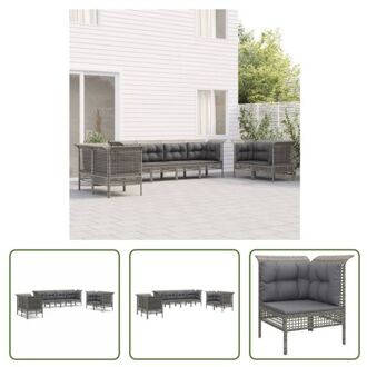 vidaXL Loungeset PE-rattan Grijs - 65x65x75 - Modulair design