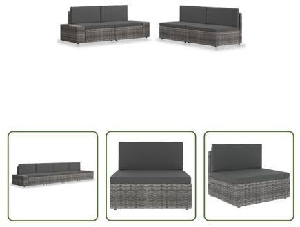 vidaXL Loungeset PE-rattan - Modulair - Grijs/antraciet - Middenbank- 58.5x65.5x52cm - Hoekbank