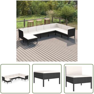 vidaXL Loungeset - PE-rattan - modulair - zwart - 57x69x69cm - inclusief kussens