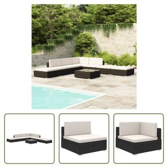 vidaXL Loungeset - PE Rattan - Staal frame - Waterdicht - Zwart - 150x100x80 cm