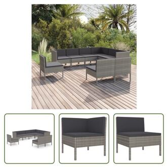 vidaXL Loungeset - PE-rattan - Staal - Grijs - 57x69x69 cm - Inclusief kussens (100% polyester)