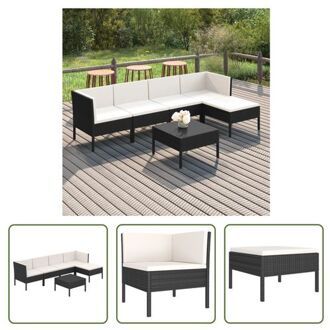 vidaXL Loungeset - PE-rattan - Stalen frame - Zwart - Afmetingen tafel- 60x60x35cm - Middenbank- 57x69x69cm