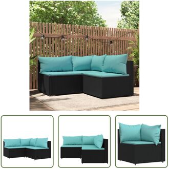 vidaXL Loungeset - PE-rattan - Zwart - 3-delig