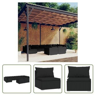 vidaXL Loungeset - PE-rattan - Zwart - 5 middenbanken - 4 hoekbanken - Comfortabele kussens - Montage