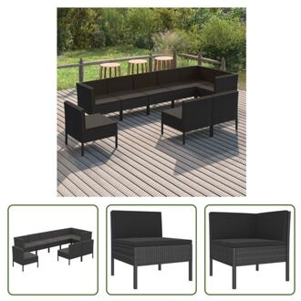 vidaXL Loungeset - PE-rattan - zwart - 57x69x69 cm - modulair - inclusief kussens