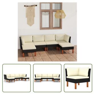 vidaXL Loungeset - PE Rattan - Zwart - 60.5x64.5x67 cm - Incl - kussens