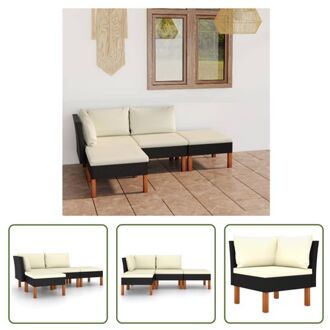 vidaXL Loungeset - PE-rattan - zwart - 60.5x64.5x67cm (BxDxH) - inclusief kussens