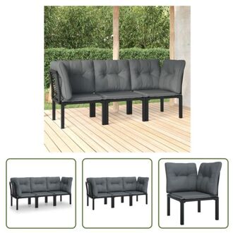 vidaXL Loungeset - PE-rattan - zwart - 62 x 62 x 68 cm - modulair ontwerp