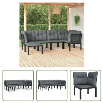 vidaXL Loungeset - PE-rattan - zwart - 62x62x68 cm - incl - kussens