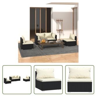 vidaXL Loungeset - PE-rattan - Zwart - Modulair design - Waterdicht - Met kussens - Montage vereist